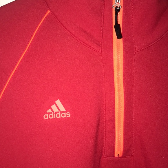 Adidas golf red with orange trim 3/4 zip - Picture 2 of 3